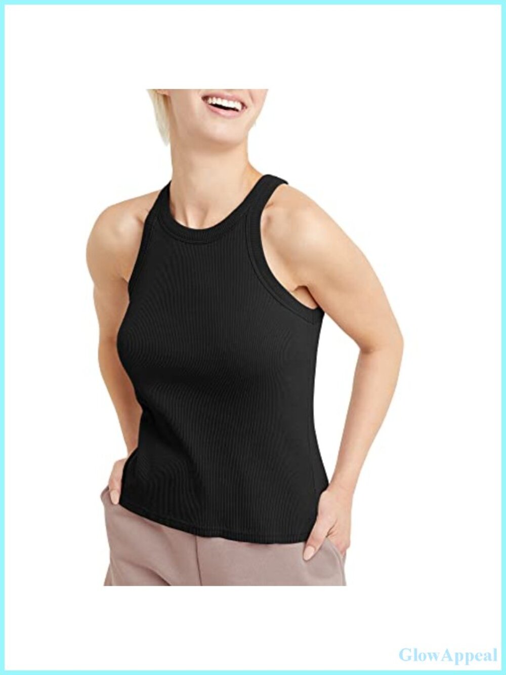 Women's Cotton Ribbed Racerback Tank Top Sleeveless Scoop Neck
